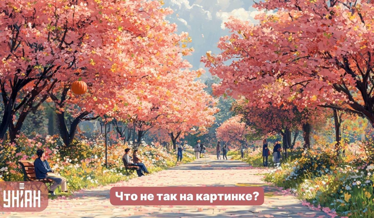 Temukan serangga aneh di taman dengan pohon sakura dalam 5 detik: tes IQ sederhana